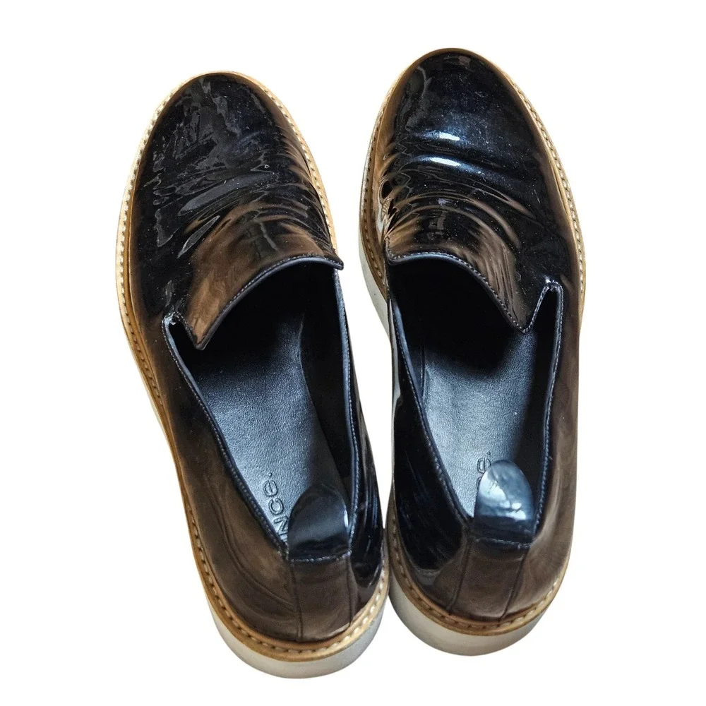 Vince Black Patent Platform Slip-On Shoes